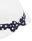 Baby girl ecru hat with polka dot bow NYISOCHA1 / 22SI09Q1CHA001