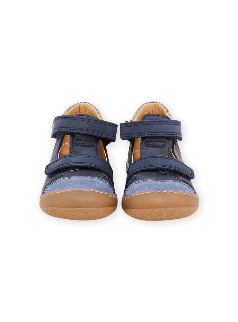 Navy blue leather slippers RUSALBOBLU / 23KK3853D13070