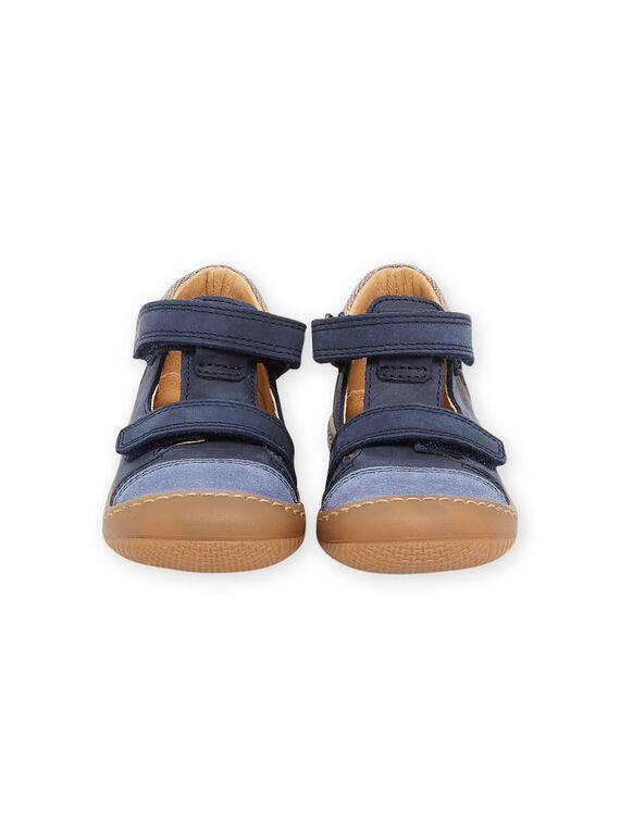 Navy blue leather slippers RUSALBOBLU / 23KK3853D13070