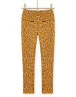 Child girl's yellow furry pants with floral print MASAUPANT1 / 21W901P2PANB107