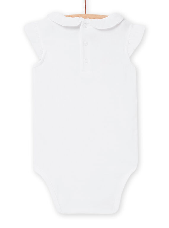 Baby girl white bodysuit with flowers and lettering NIHOBOD / 22SG09T1BOD000