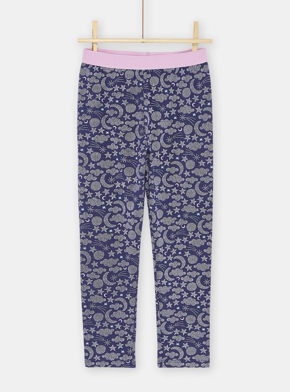 Girl's blue pyjamas with mermaid on the moon motif SEFAPYJMOO / 23WH1131PYJ703