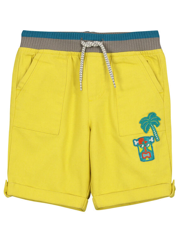 Boys' yellow comfy shorts FOCUBER3 / 19S902N3BER114