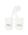 Baby girl ecru mittens with soft boa cat pattern MYIPLAGAN1 / 21WI0962GAN001