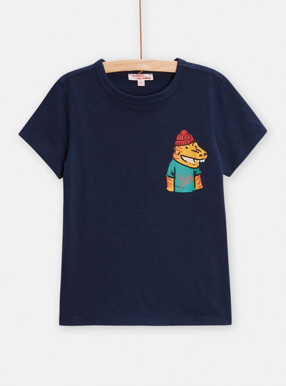 Boy's blue crocodile T-shirt TOJOTI3 / 24S902B3TMC705