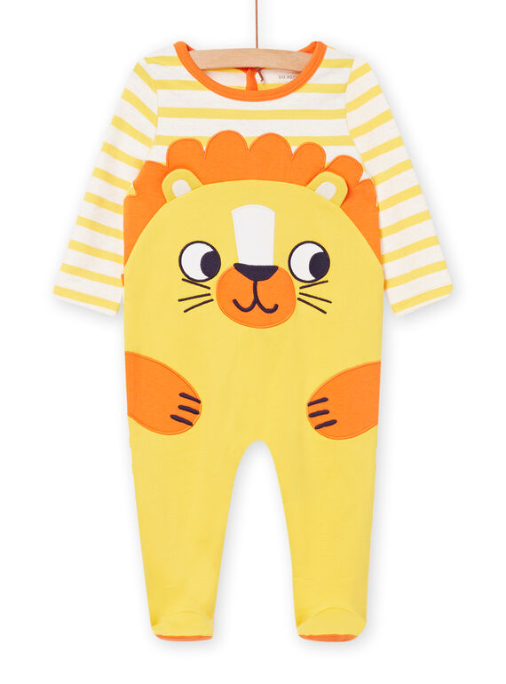 Baby boy yellow romper with lion print NEGAGRELIO / 22SH14G9GRE006