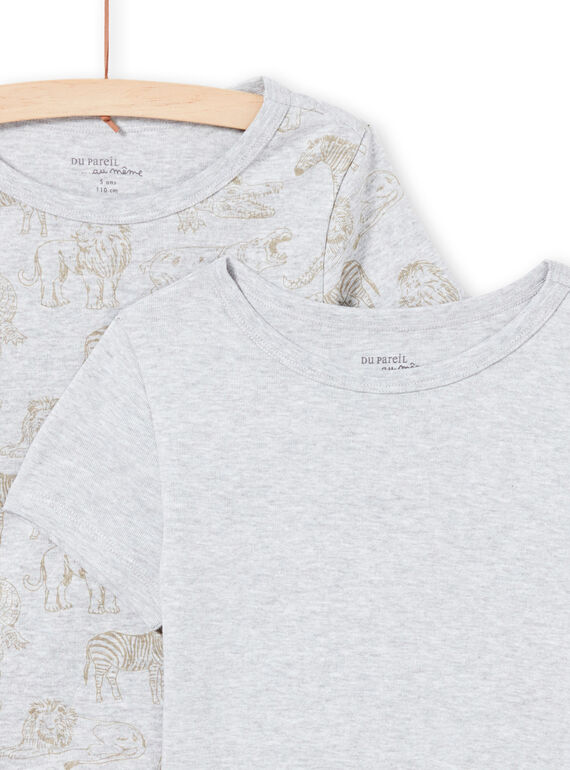 Boy's 2 assorted light grey short sleeve T-shirts MEGOTELSAV / 21WH12B1HLIA010