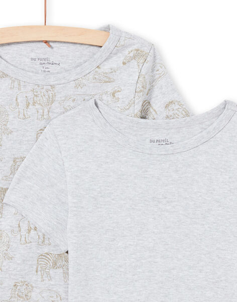 Boy's 2 assorted light grey short sleeve T-shirts MEGOTELSAV / 21WH12B1HLIA010
