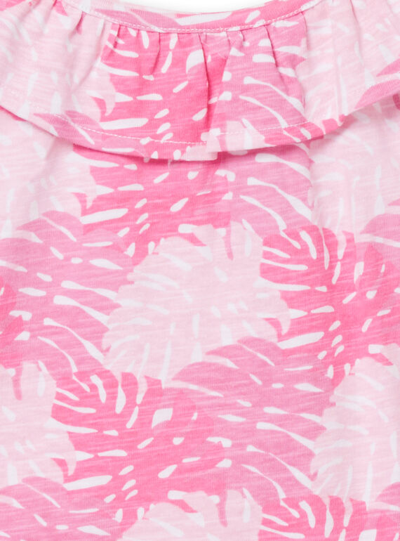 Pink ruffled tank top child girl foliage print NAJODEB6 / 22S901C2DEB000