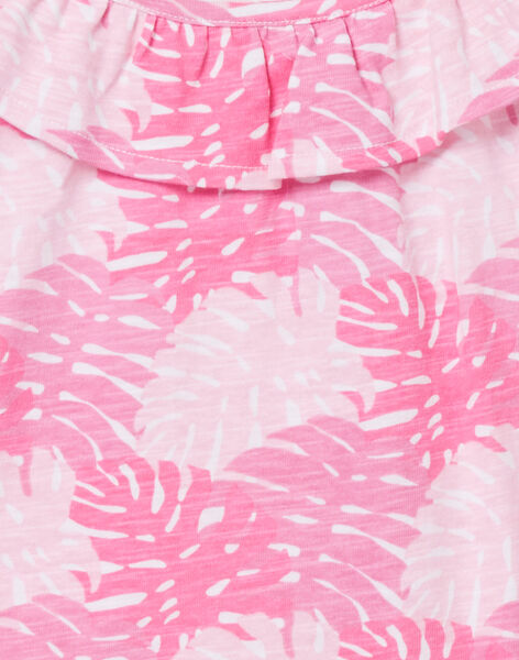 Pink ruffled tank top child girl foliage print NAJODEB6 / 22S901C2DEB000