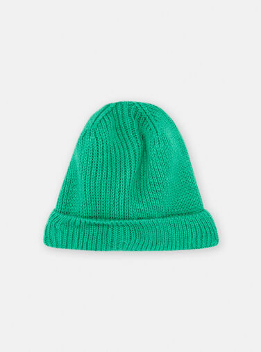 Boy's green ribbed knit beanie SYOGROBON6 / 23WI02O1BONG625