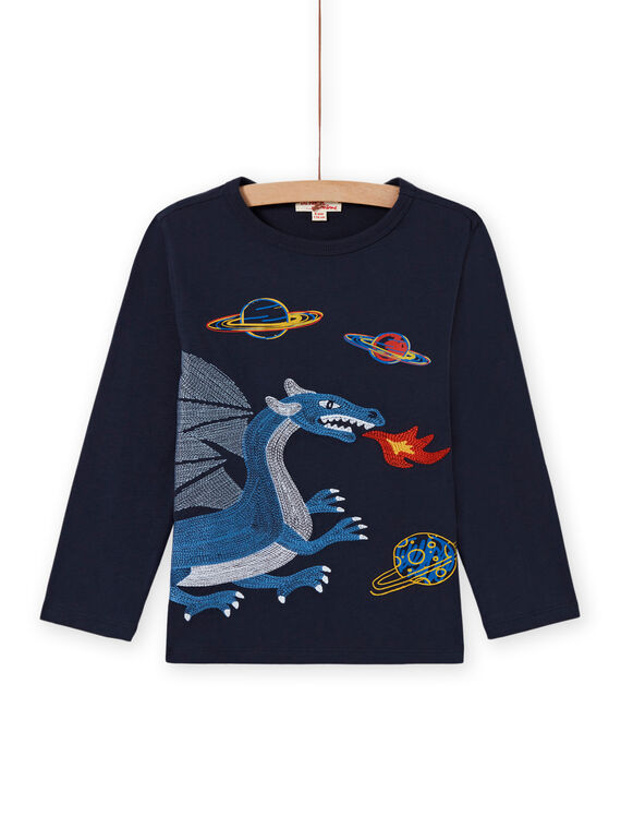 Boy's midnight blue dragon and space t-shirt MOPLATEE3 / 21W902O4TML705