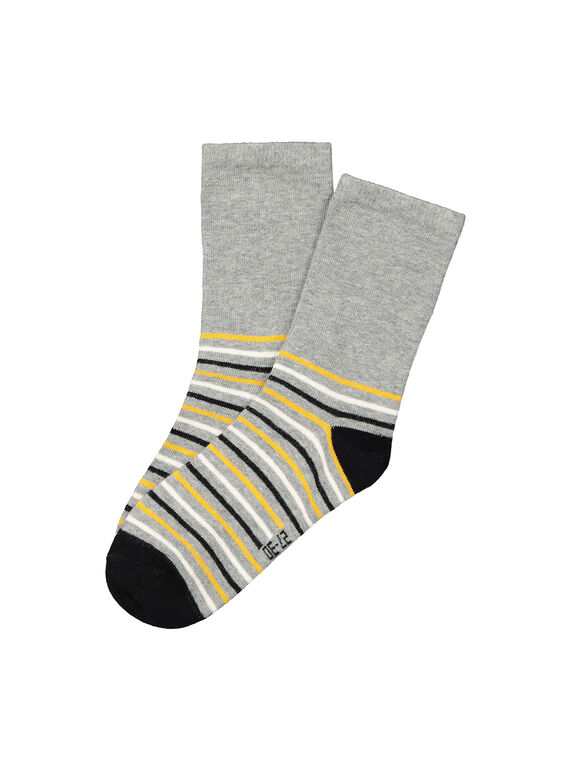 Boys' striped mid length socks FYOJOCHO1A / 19SI0231SOQJ908