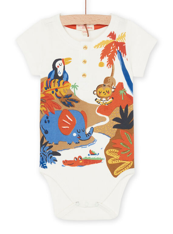 Ecru bodysuit with animal prints RUJUNBOD / 23SG10U1BOD001
