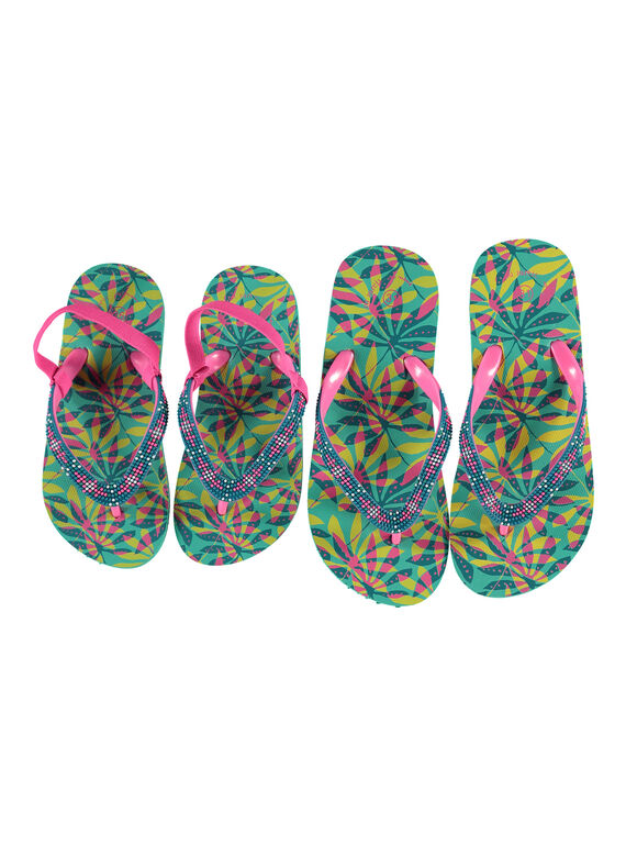 Girls? leaf print flip flops FFTONGFEU / 19SK35G1D01202