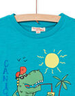 Child boy's Caribbean blue t-shirt with dinosaur design on vacation NOJOTI2 / 22S90272TMCC242