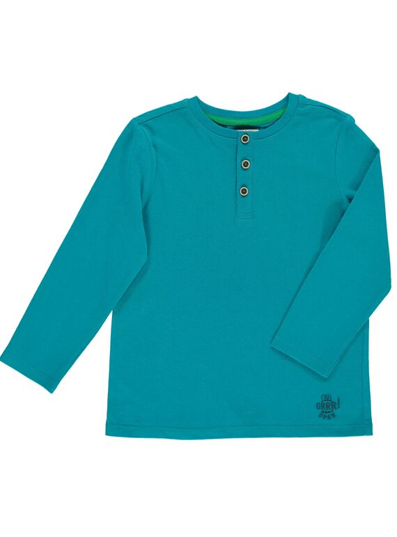 Boys' long-sleeved grandad collar T-shirt DOJOTUN6 / 18W9023DD32C217