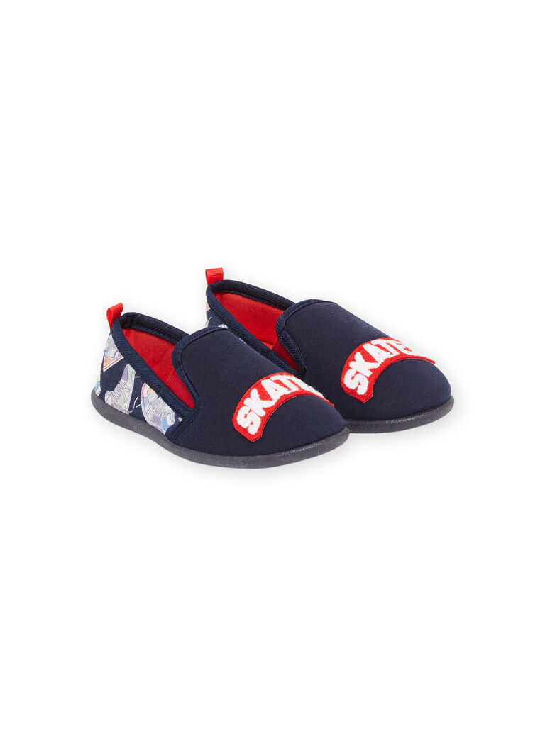 Navy blue slippers with skateboard and lettering print ROPANTSKATER / 23KK3641D0B070