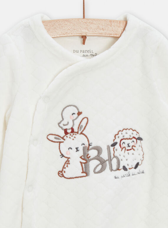 Ecru velvet romper with fancy print VOU1GRE3 / 24WF05C1GRE001