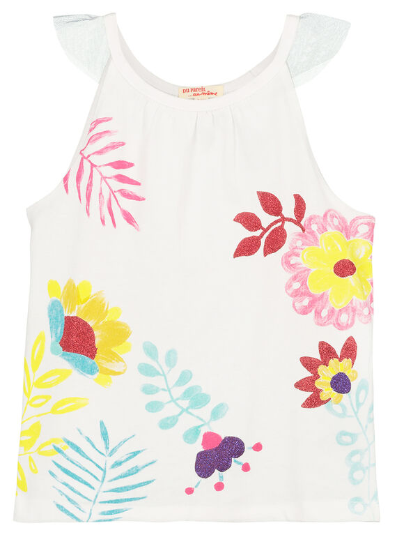 Girls' floral print vest FACADEB / 19S901D1DEB000