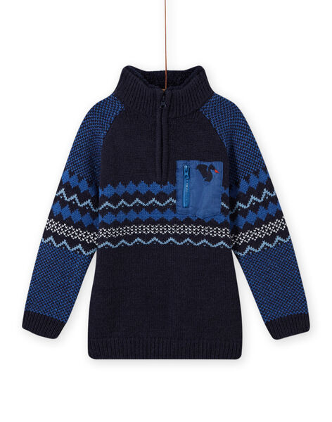 Blue jacquard sweater child boy MOPLAPUL / 21W902O1PUL705