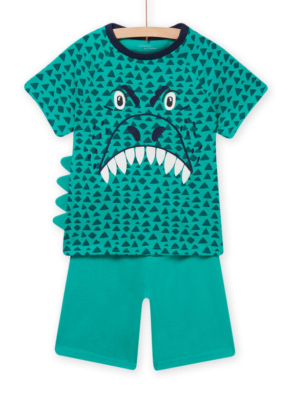 Child boy's phosphorescent green crocodile animation pajama set NEGOPYCDRA / 22SH12HAPYJ630