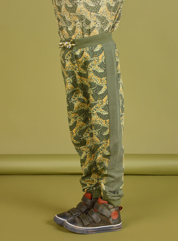 Boy's khaki leopard print jogging suit MOKAJOG2 / 21W902I2JGB612