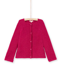 Girl's plain pink long-sleeved cardigan MAJOCAR4 / 21W90122CARD312