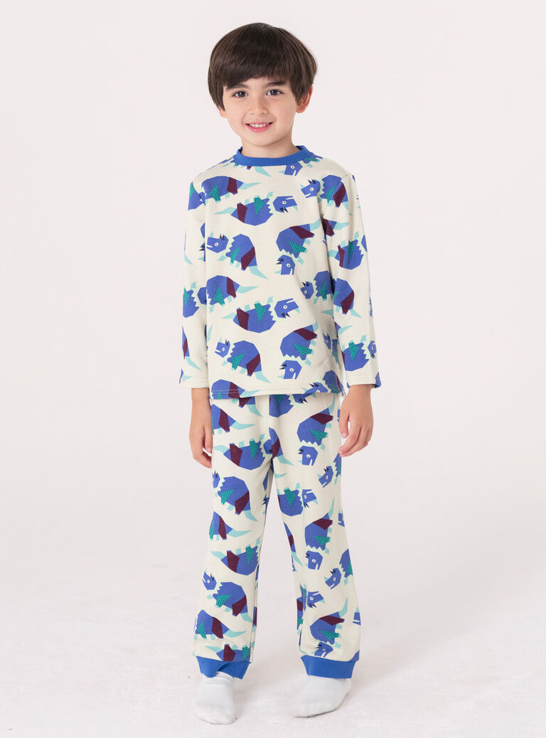 Printed pajamas in filled fleece for boys  VEGOPYJZOR / 24WH129APYJ213