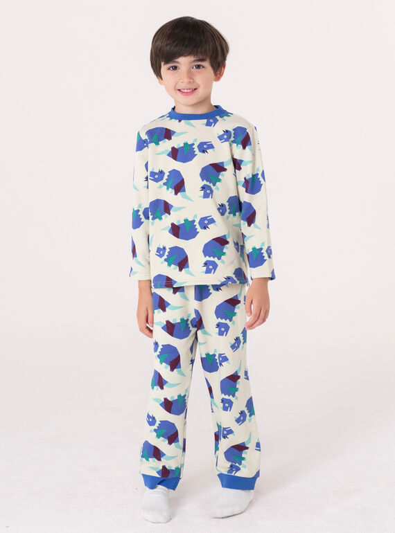 Printed pajamas in filled fleece for boys  VEGOPYJZOR / 24WH129APYJ213