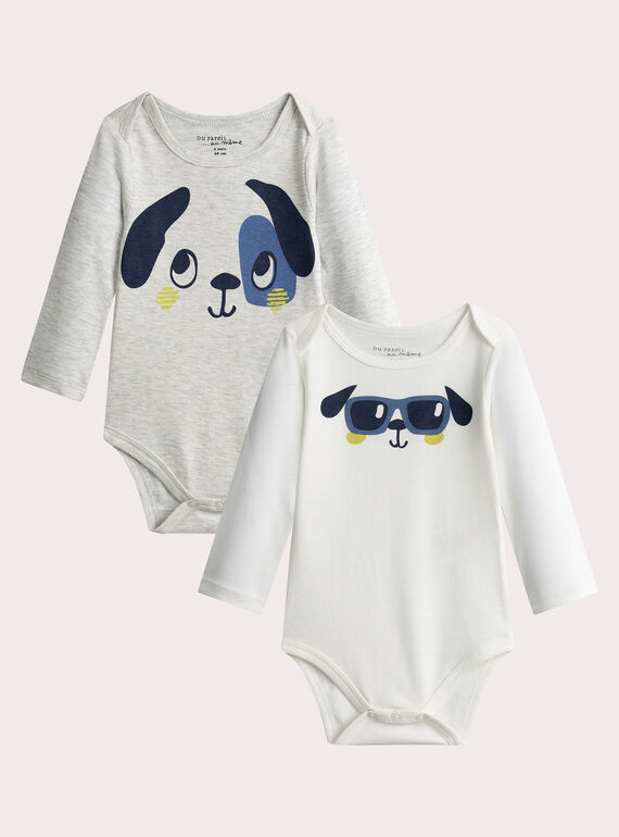 Set of 2 long-sleeved dog animation bodysuits for baby boy  VEGABODTET / 24WH1486BDL943