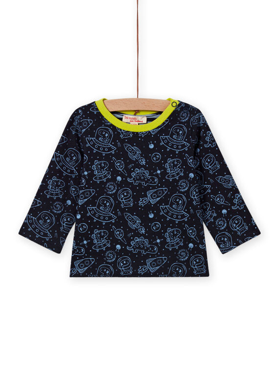 Boy's reversible black space print T-shirt MUPLATEE2 / 21WG10O1TMLC243