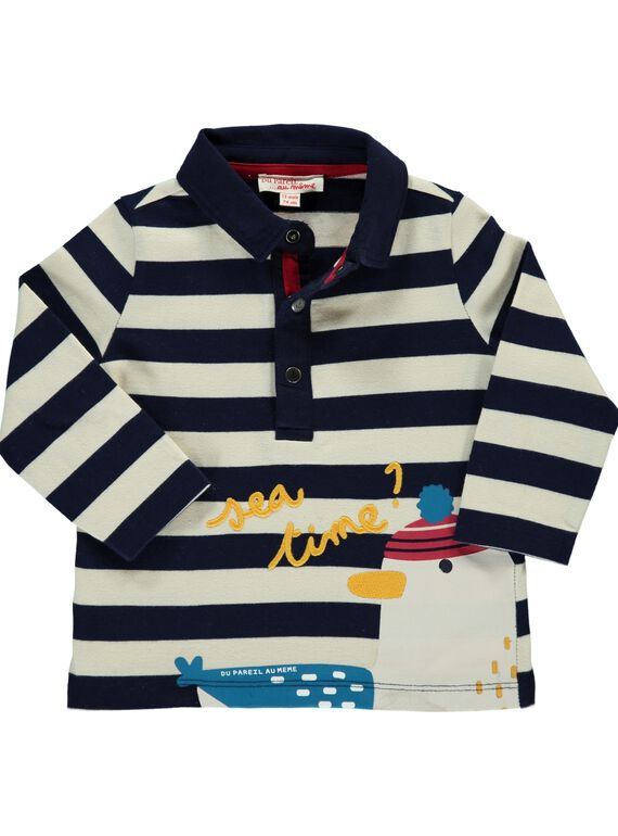 Baby boys' striped polo shirt DUNAUPOL / 18WG10G1POL099