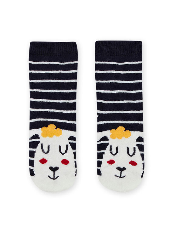 Baby boy's striped night blue socks with sheep design MYUMIXCHO2 / 21WI10J1SOQ713