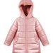 Child girl pink reversible hooded parka in faux fur