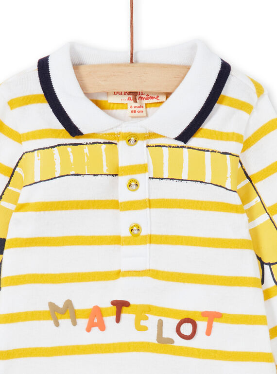 White and yellow striped cotton bodysuit baby boy LUNOBOD / 21SG10L1BOD000