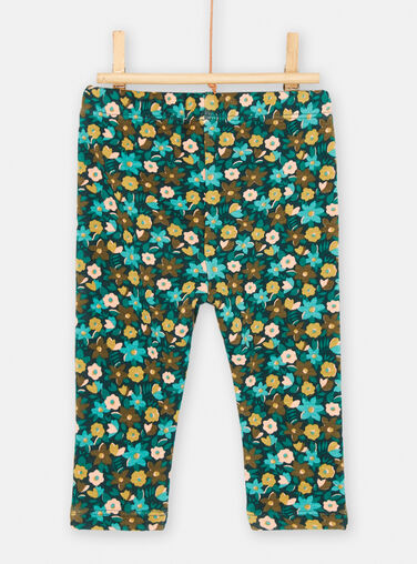 Baby girl petrol blue pants with floral print SIDUPAN2 / 23WG09P2PAN716