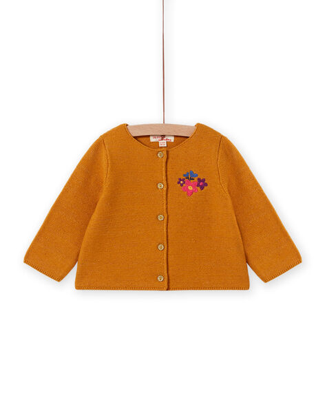 Baby girl mustard embroidered cardigan MIMIXCAR / 21WG09J1CARB106