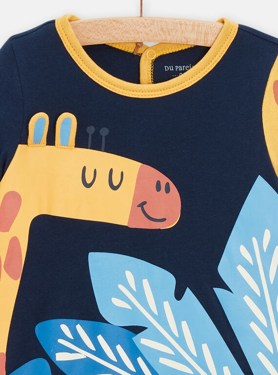 Baby boy dark blue romper with giraffe motif TEGAGREGIR / 24SH1446GRE705