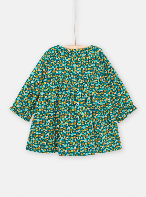 Baby girl's petrol blue dress with floral print SIDUROB1 / 23WG09P2ROB716
