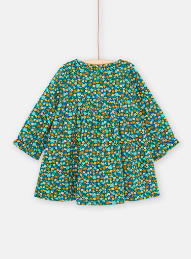 Baby girl's petrol blue dress with floral print Baby girl's petrol blue dress with floral print SIDUROB1 / 23WG09P2ROB716