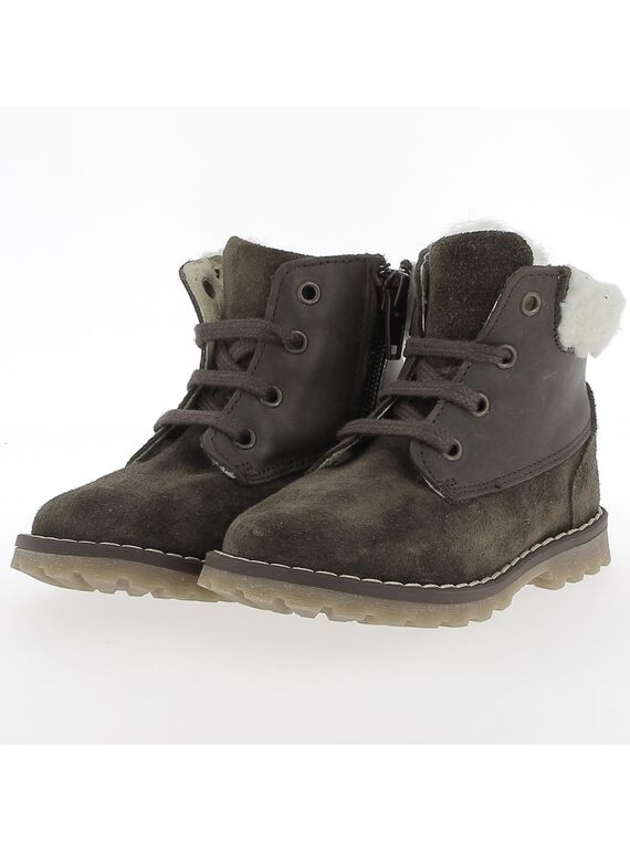 Baby boys' fur lined leather boots DBGBOOTMON / 18WK38T2D0D802