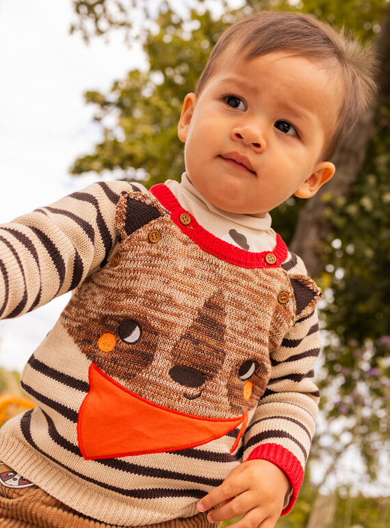Baby Boy Brown and Orange Stripe Sweater SULOPUL / 23WG10R1PUL009