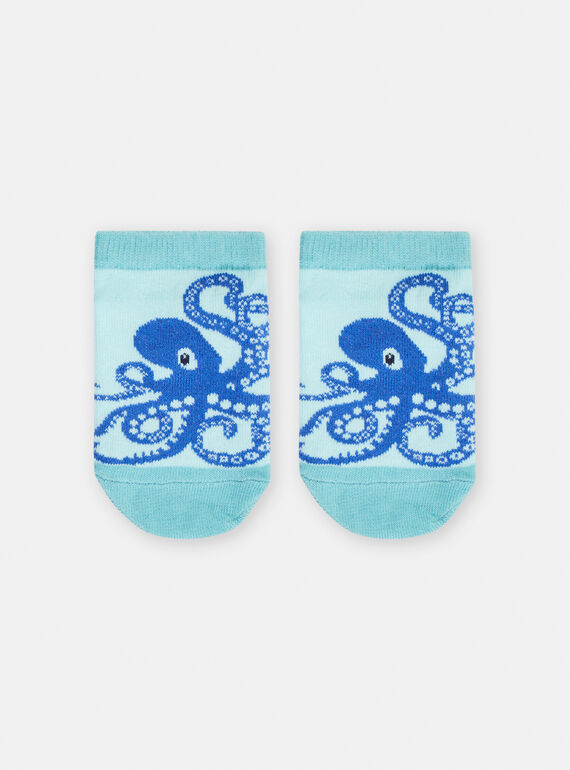 Blue and water green octopus socks for boys TYOJOSOQ3 / 24SI02C1SOQ213