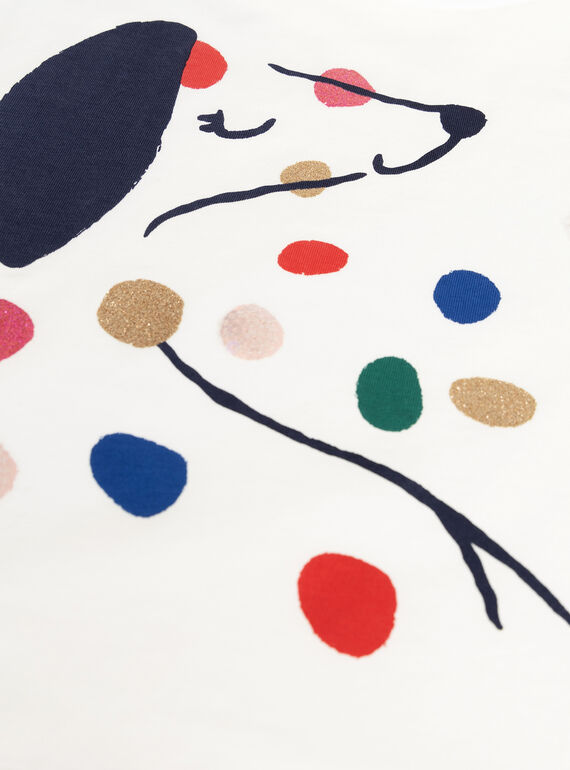 White glittery dog animation T-shirt for girls  VAROTEE1 / 24W901P3TML001