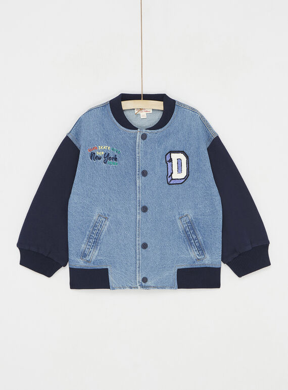 Blue two-component jacket in denim and fleece SOLINGIL / 23W902H1GILP274
