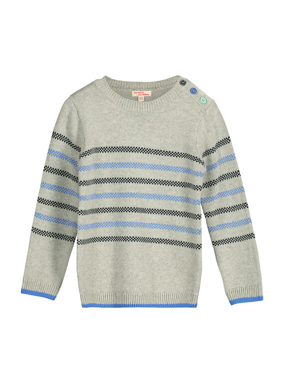 Boys' striped cotton sweater FONEPUL / 19S902B1PULJ906