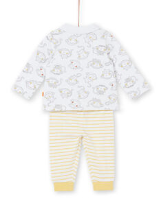 Long sleeve monkey print polo shirt and striped leggings boy birth set LOU1ENS3 / 21SF04H1ENS000