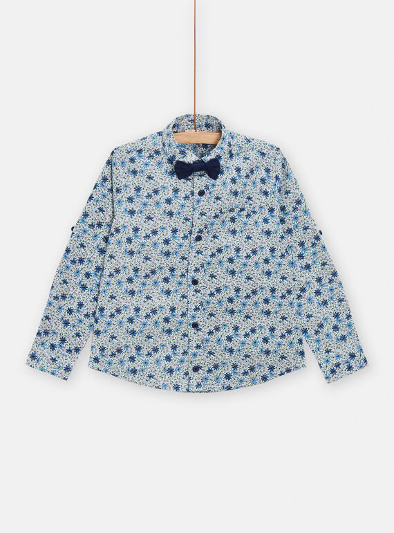 Boys blue shirt with floral print TOPOCHEM2 / 24S902M2CHM000