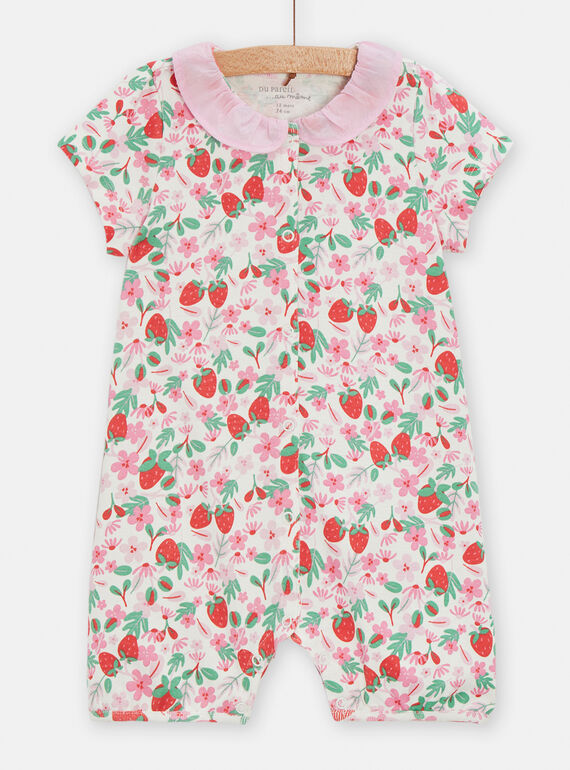 Multicolored strawberry and floral print romper for baby girl TEFIGREFRAI / 24SH1355GRE001